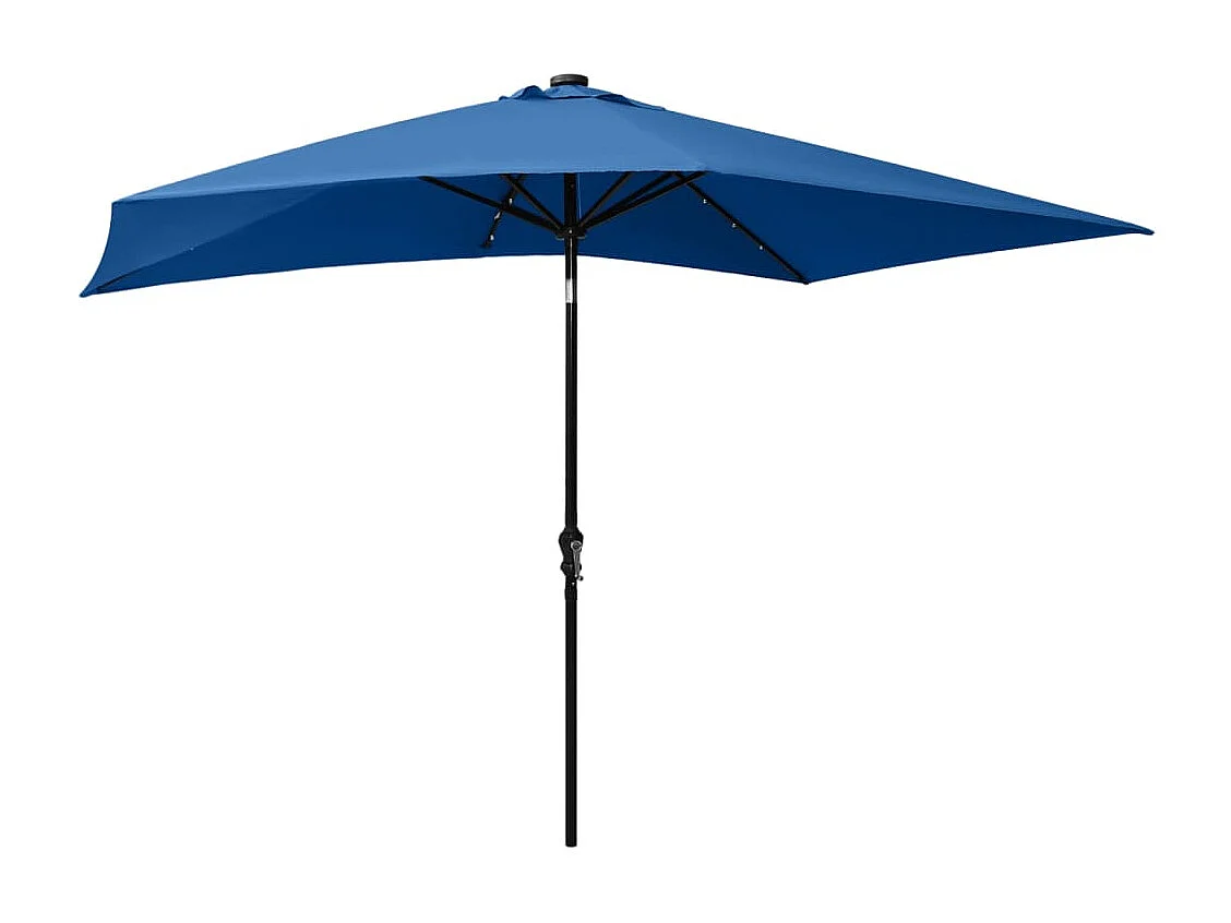 Prudence  Parasol de jardin avec LED et mât en acier bleu azuré 2x3 m