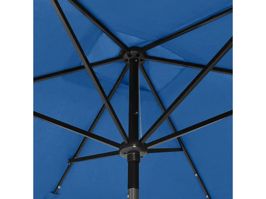 Prudence  Parasol de jardin avec LED et mât en acier bleu azuré 2x3 m