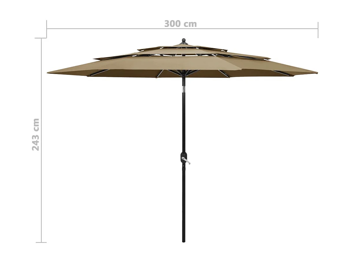 Nijkerk  Parasol 3-laags met aluminium paal 3 m taupe