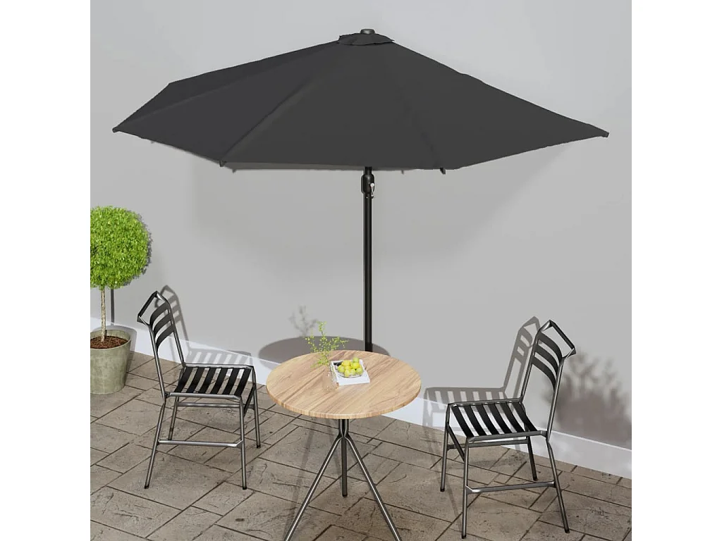 Vilde Kristine  Parasol de balcon avec mât en aluminium Noir 300x155x223cm Demi