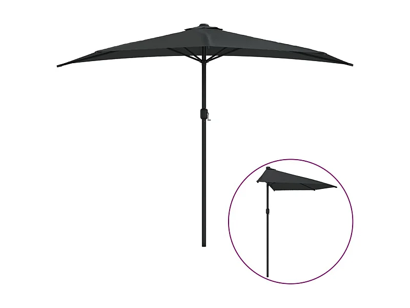 Vilde Kristine  Parasol de balcon avec mât en aluminium Noir 300x155x223cm Demi
