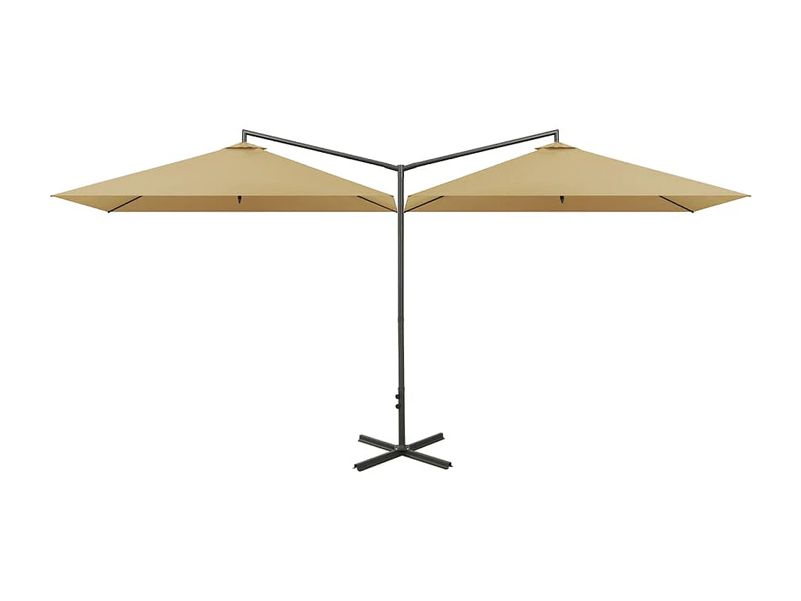 Clones  Parasol dubbel met stalen paal 600x300 cm taupe