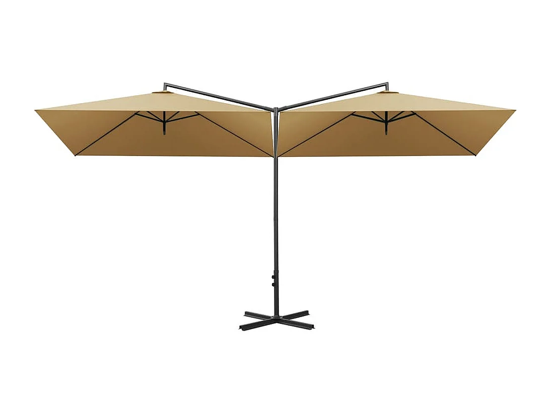Clones  Parasol dubbel met stalen paal 600x300 cm taupe