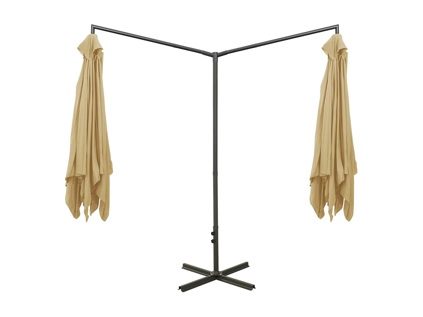 Clones  Parasol dubbel met stalen paal 600x300 cm taupe