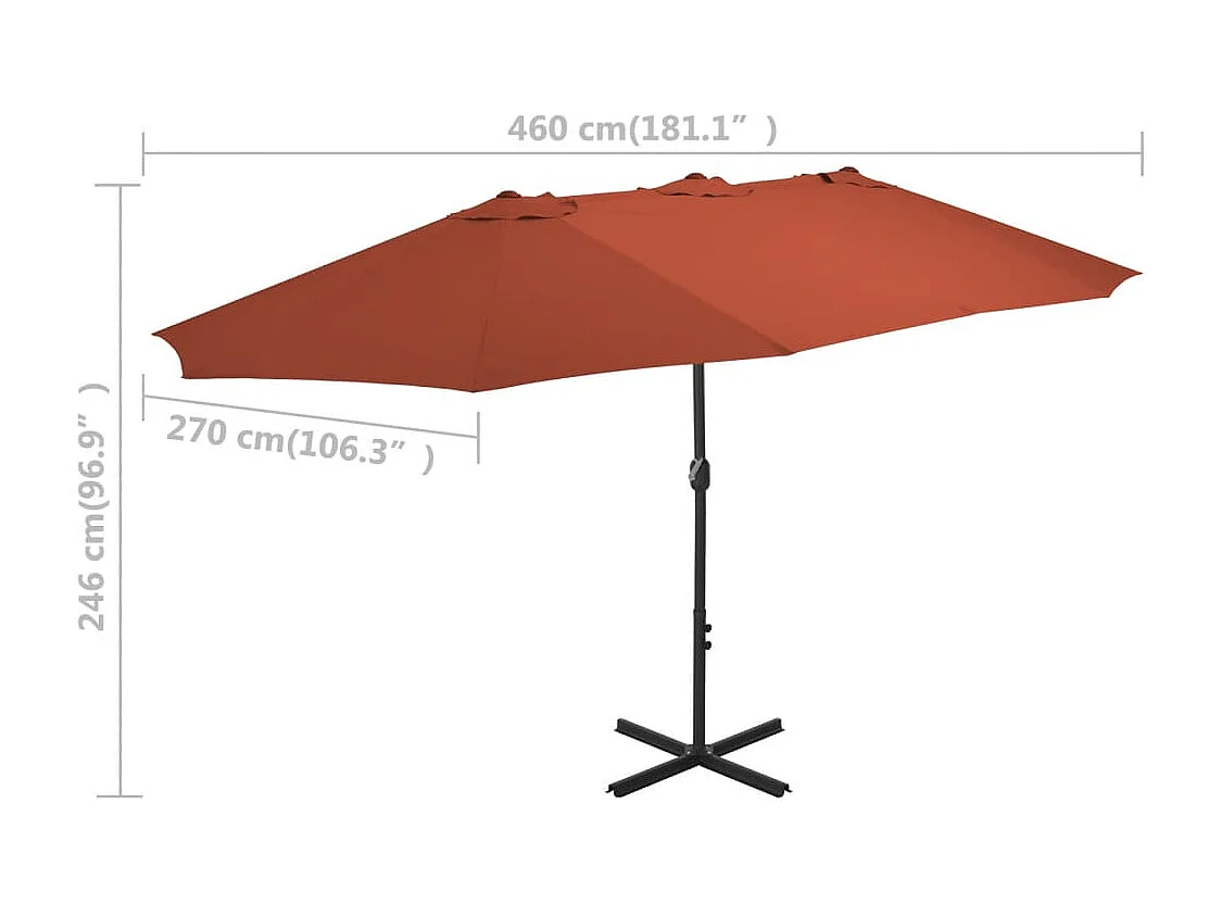 Kustaa  Sombrilla de jardín con palo de aluminio terracota 460x270 cm