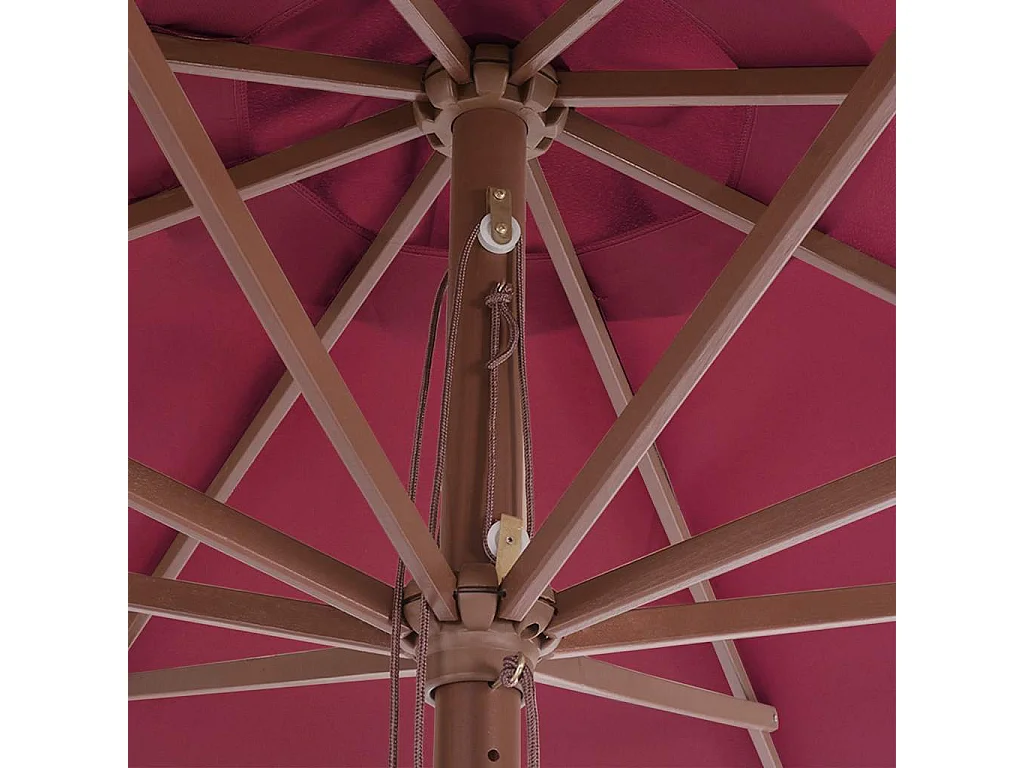 Hollywood  Parasol d'extérieur avec mât en bois 350 cm Bordeaux