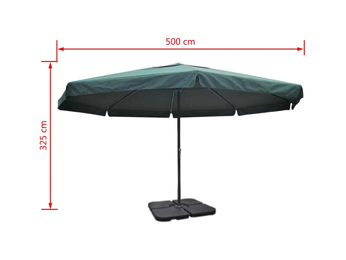 Solvig  Parasol de jardin avec base portable aluminium vert