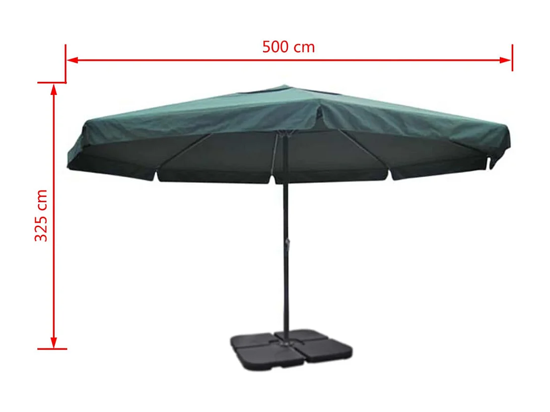Solvig  Parasol de jardin avec base portable aluminium vert