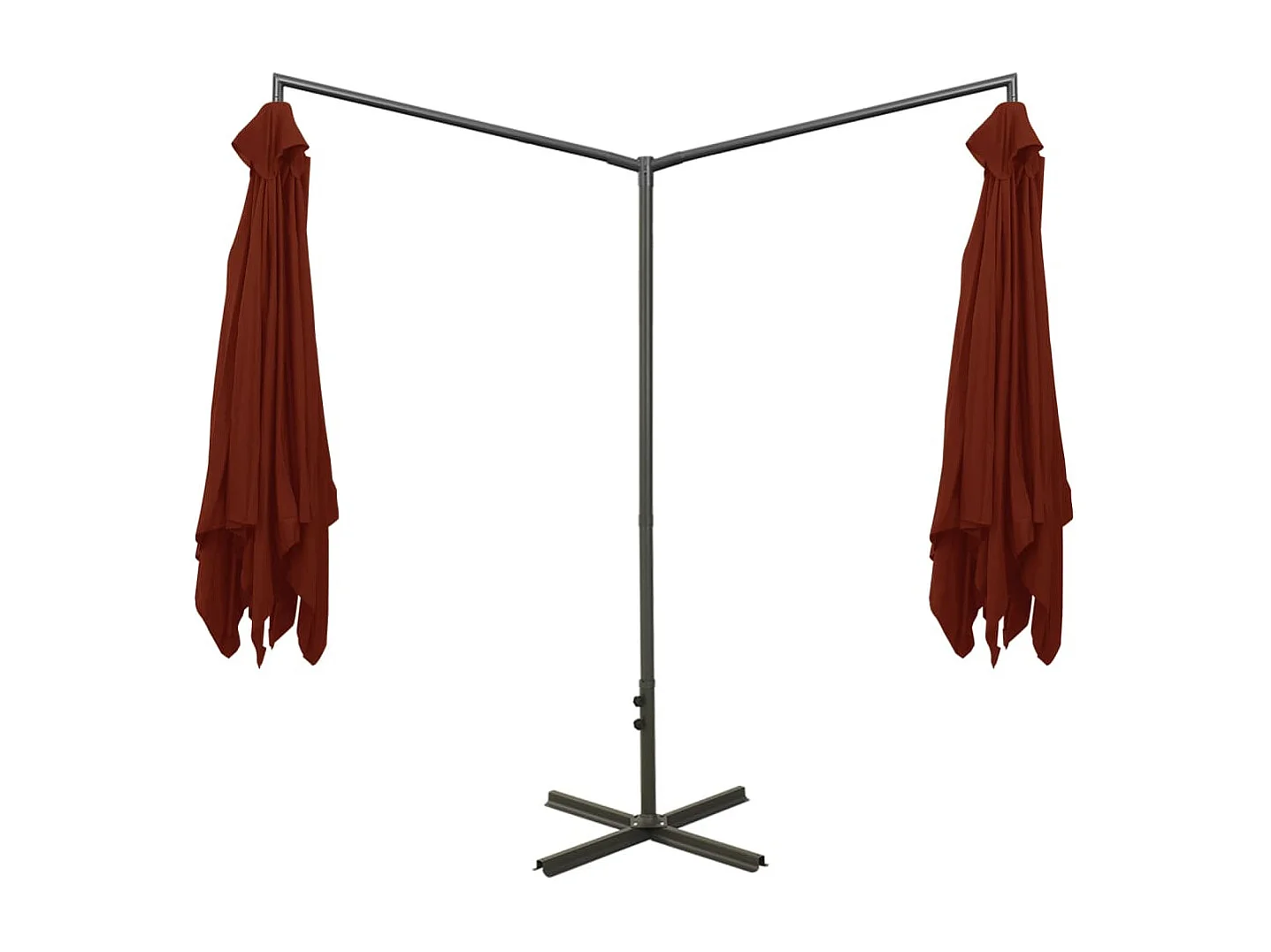 Clones  Parasol de jardin double et mât en acier terre cuite 600x300 cm