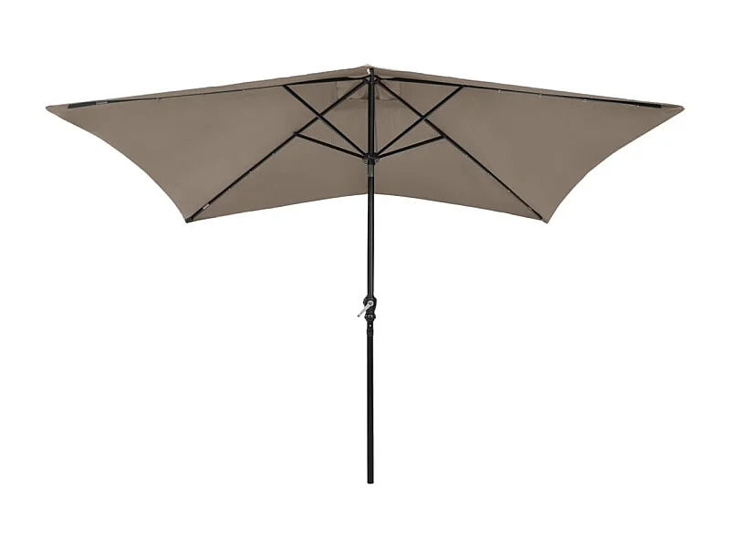 Prudence  Parasol de jardin avec LED et mât en acier taupe 2x3 m