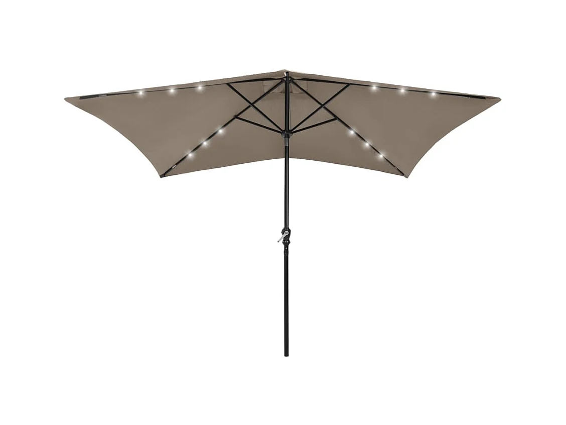 Prudence  Parasol de jardin avec LED et mât en acier taupe 2x3 m