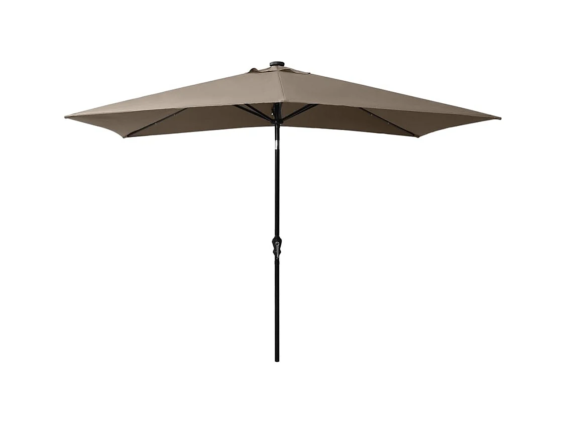 Prudence  Parasol de jardin avec LED et mât en acier taupe 2x3 m