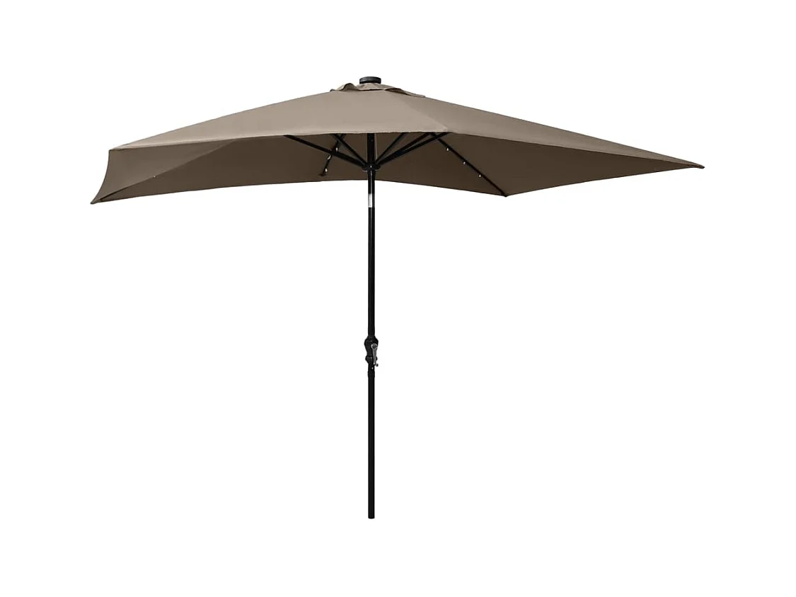 Prudence  Parasol de jardin avec LED et mât en acier taupe 2x3 m