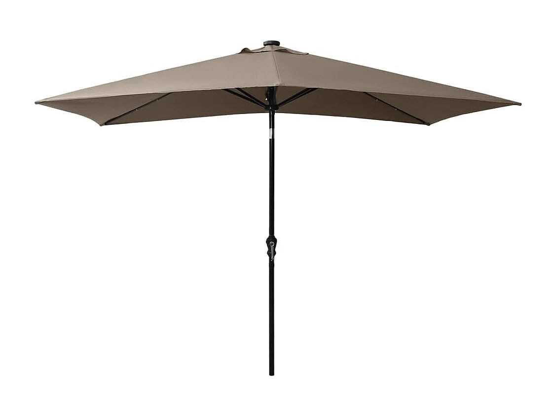 Prudence  Parasol de jardin avec LED et mât en acier taupe 2x3 m