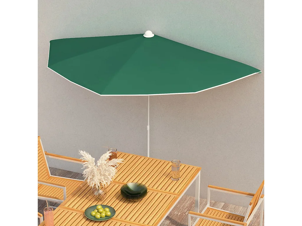 Hancock  Demi-parasol de jardin avec mât 180x90 cm vert