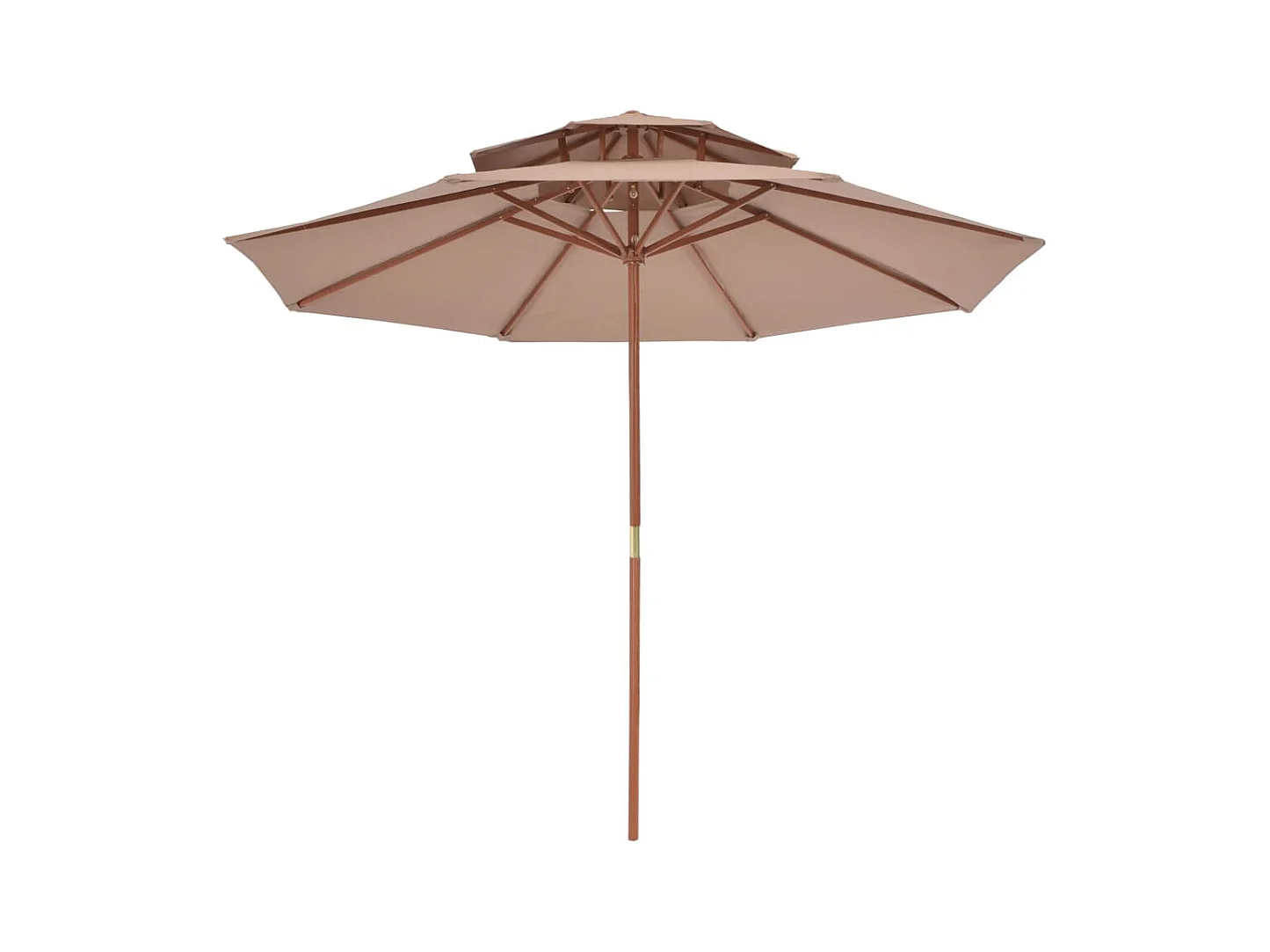 Faylyn  Parasol à deux étages avec mât en bois 270 cm taupe