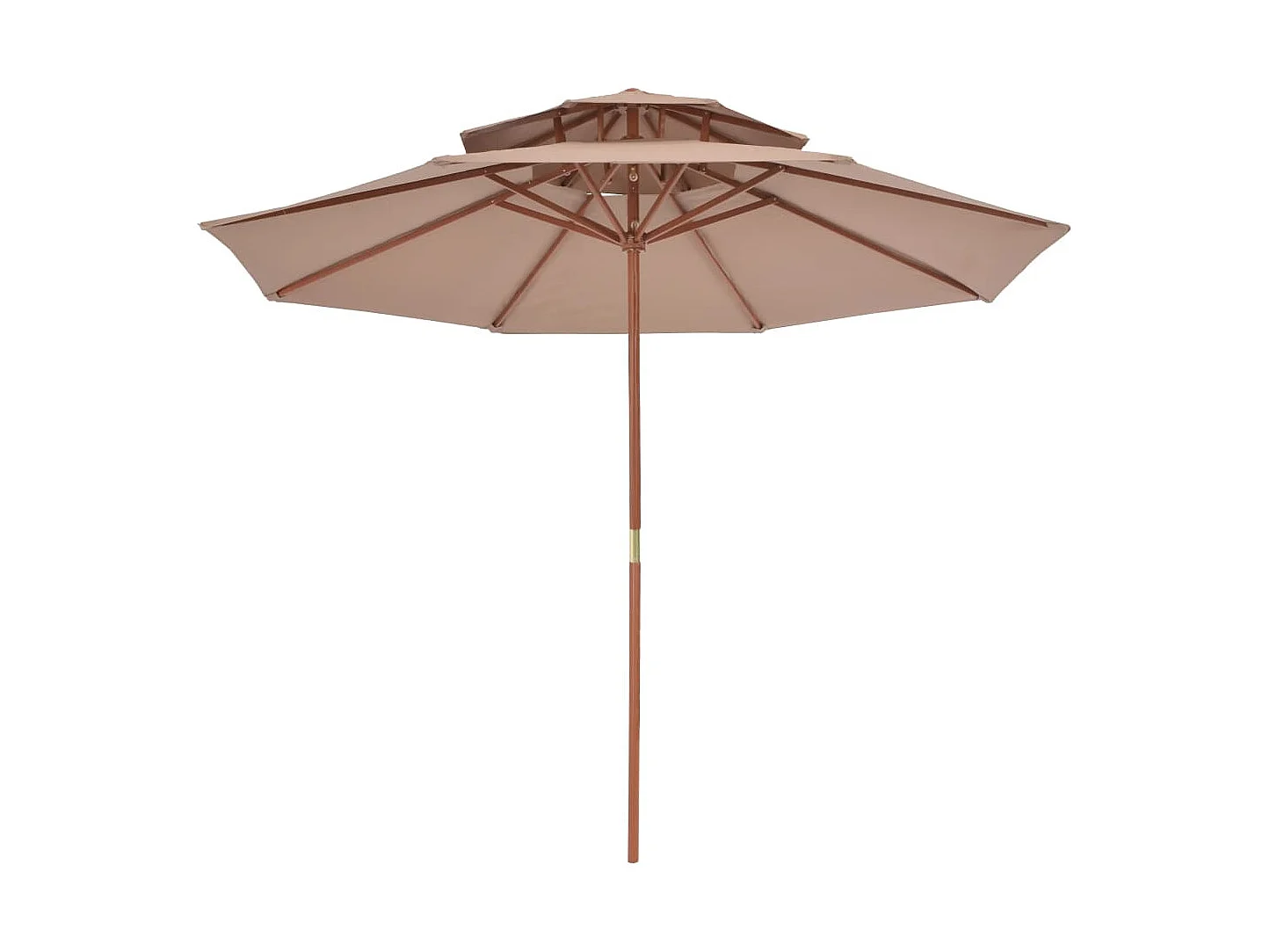 Faylyn  Parasol à deux étages avec mât en bois 270 cm taupe