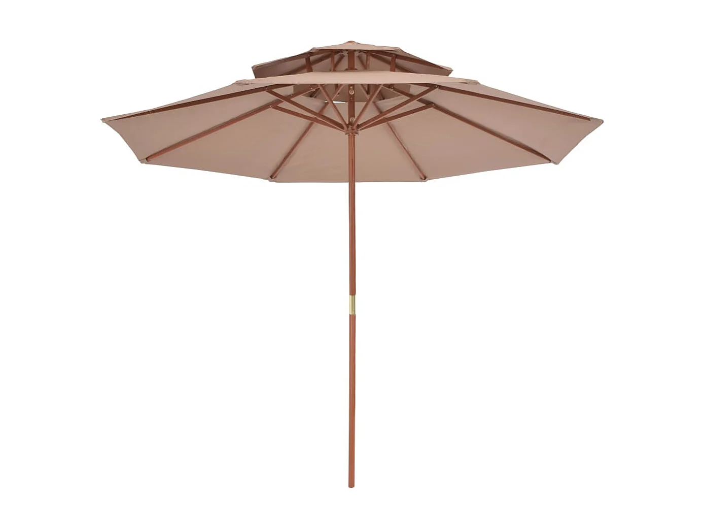 Faylyn  Parasol à deux étages avec mât en bois 270 cm taupe