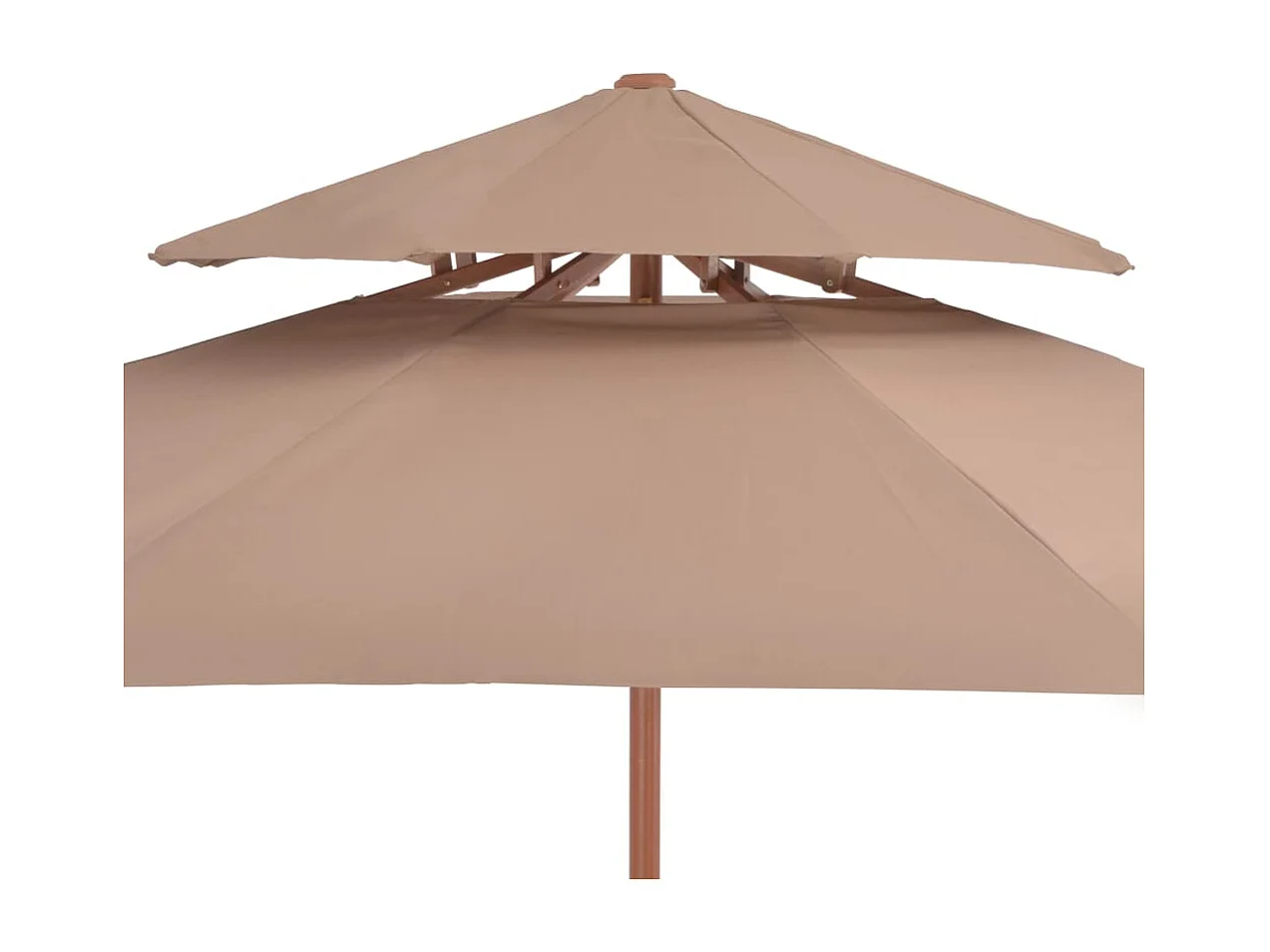Faylyn  Parasol à deux étages avec mât en bois 270 cm taupe