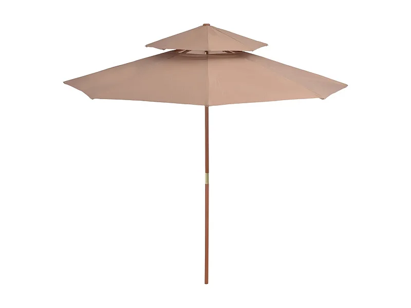 Faylyn  Parasol à deux étages avec mât en bois 270 cm taupe