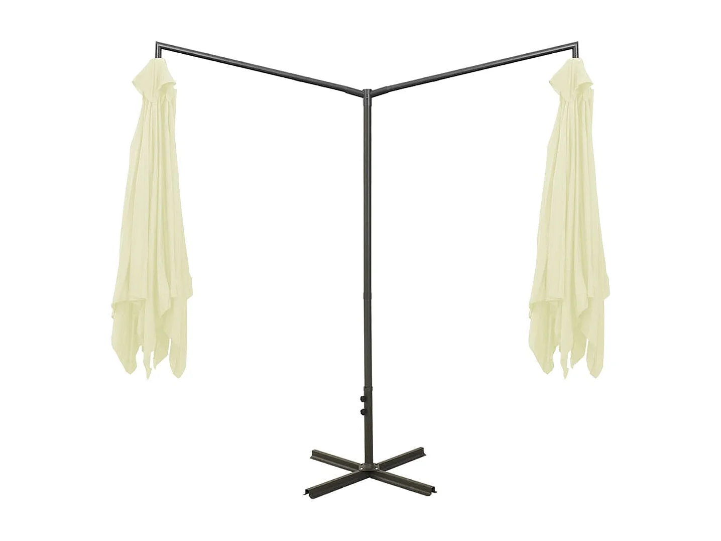 Clones  Sombrilla doble de jardín con palo de acero arena 600x300 cm