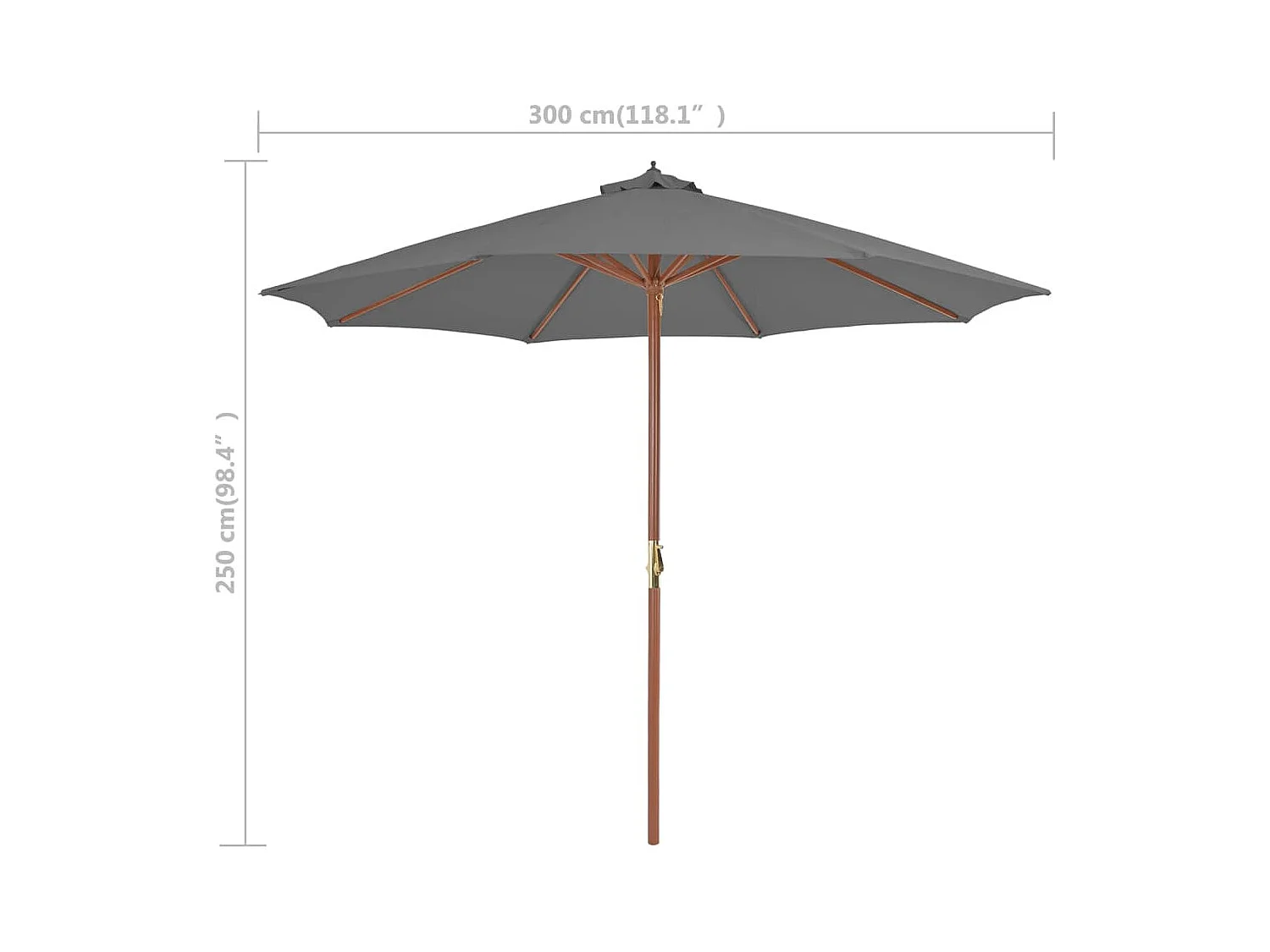 Highlands Ranch  Parasol met houten paal 300 cm antraciet
