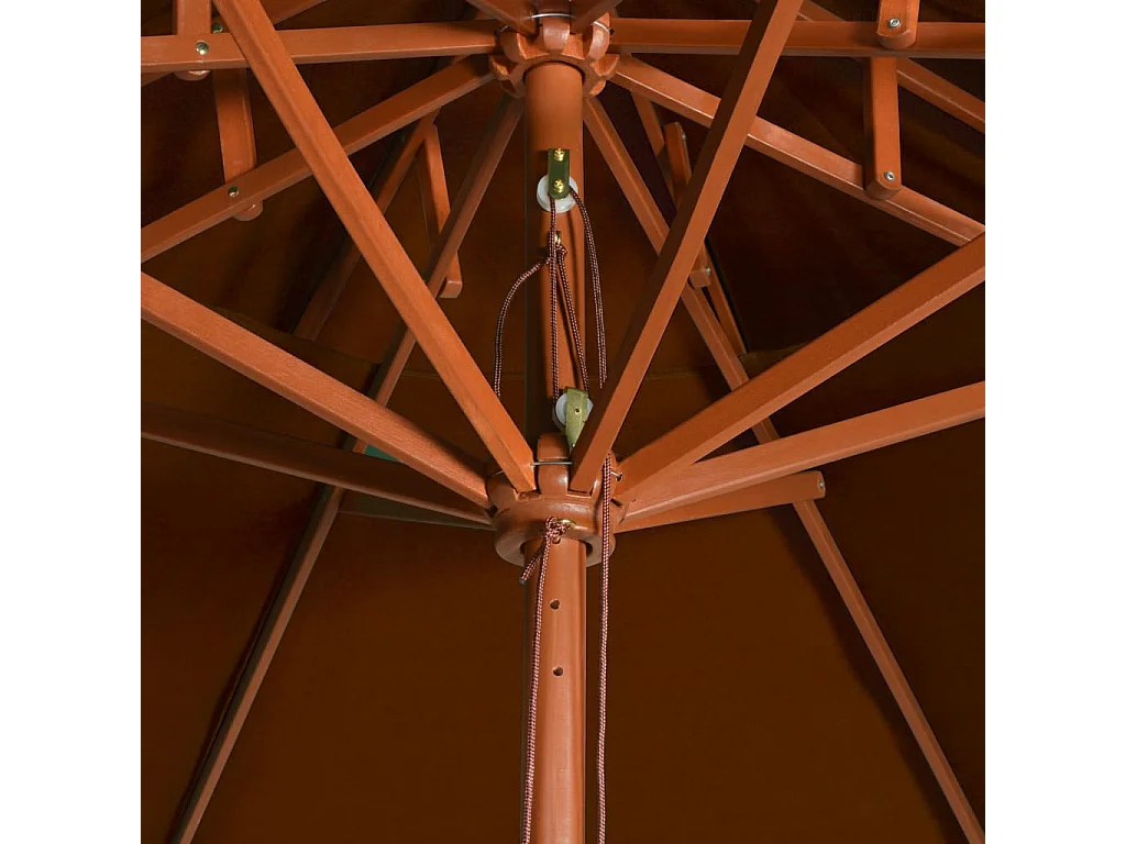 Faylyn  Parasol à deux étages avec mât en bois terre cuite 270 cm