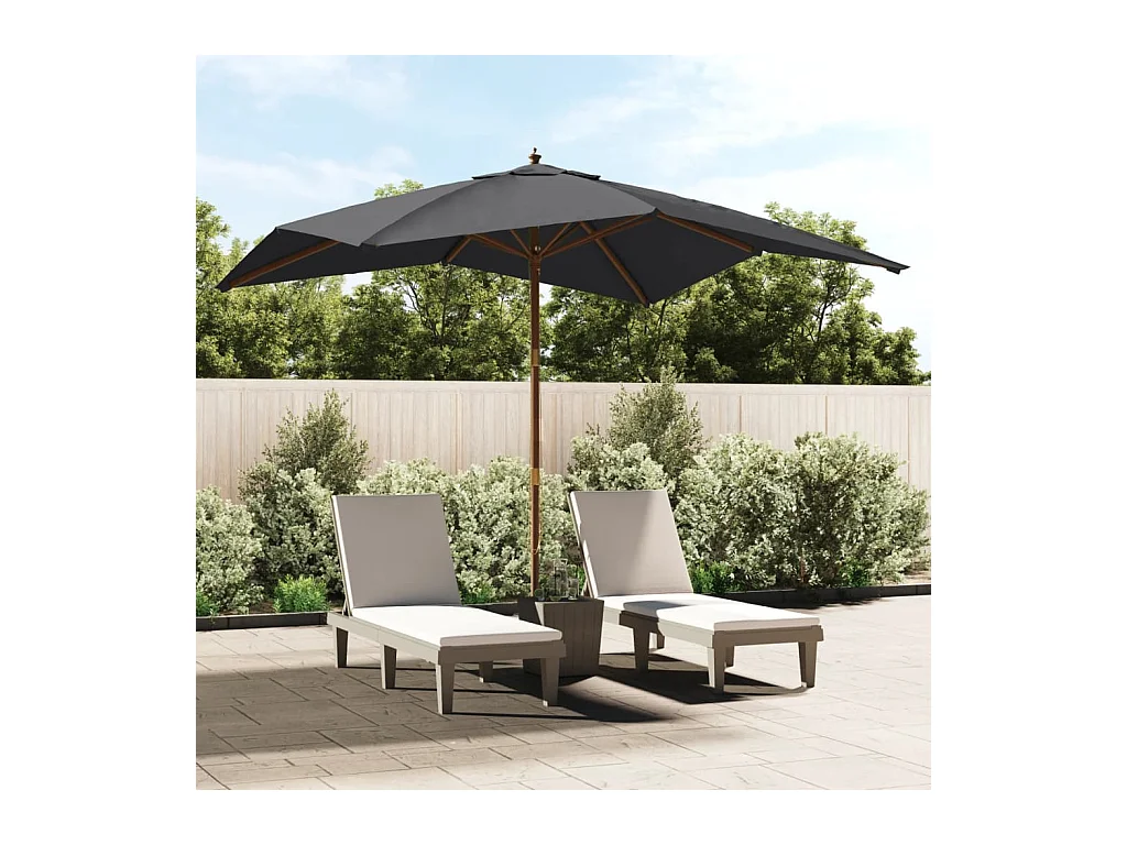 Varel  Parasol met houten paal 300x300x273 cm zwart