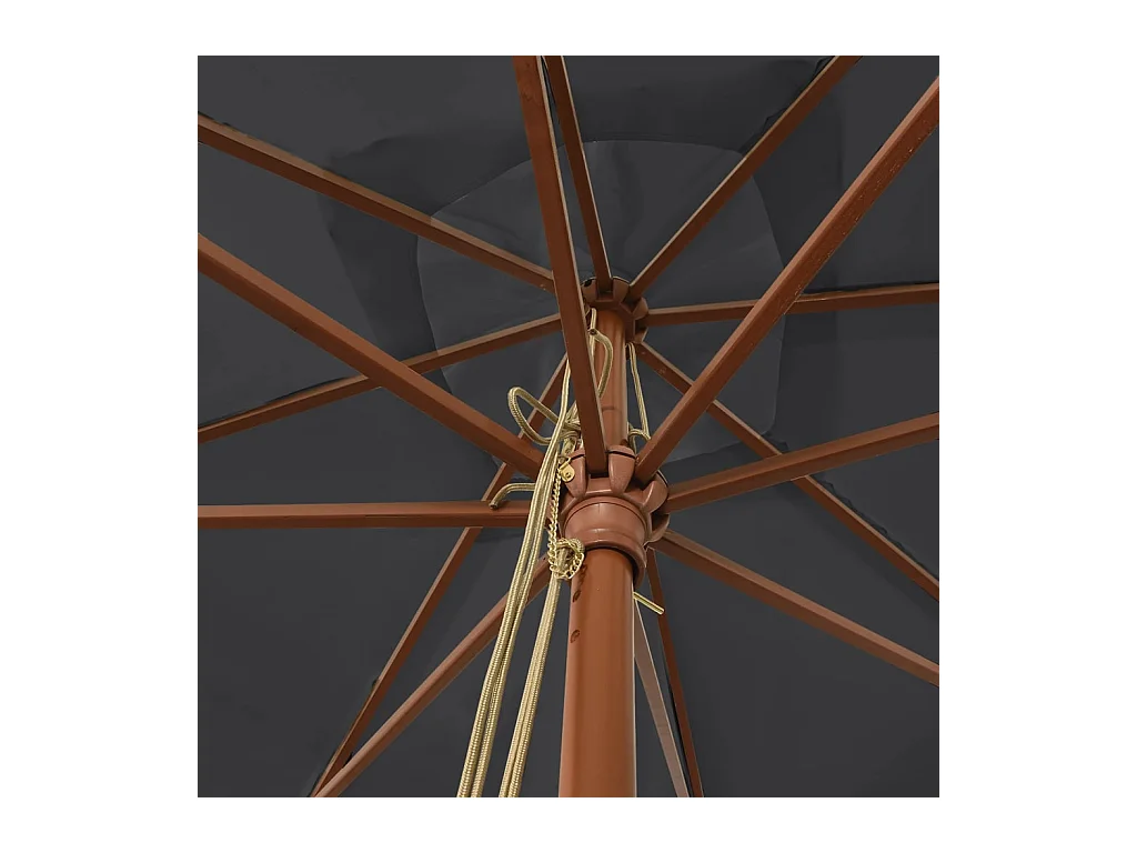 Varel  Parasol met houten paal 300x300x273 cm zwart