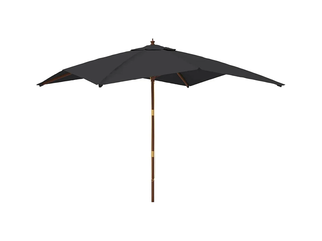 Varel  Parasol de jardin avec mât en bois noir 300x300x273 cm