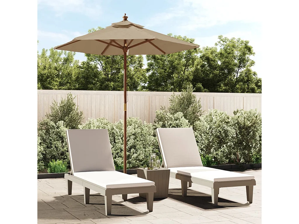 Delinra  Parasol de jardin avec mât en bois taupe 196x231 cm