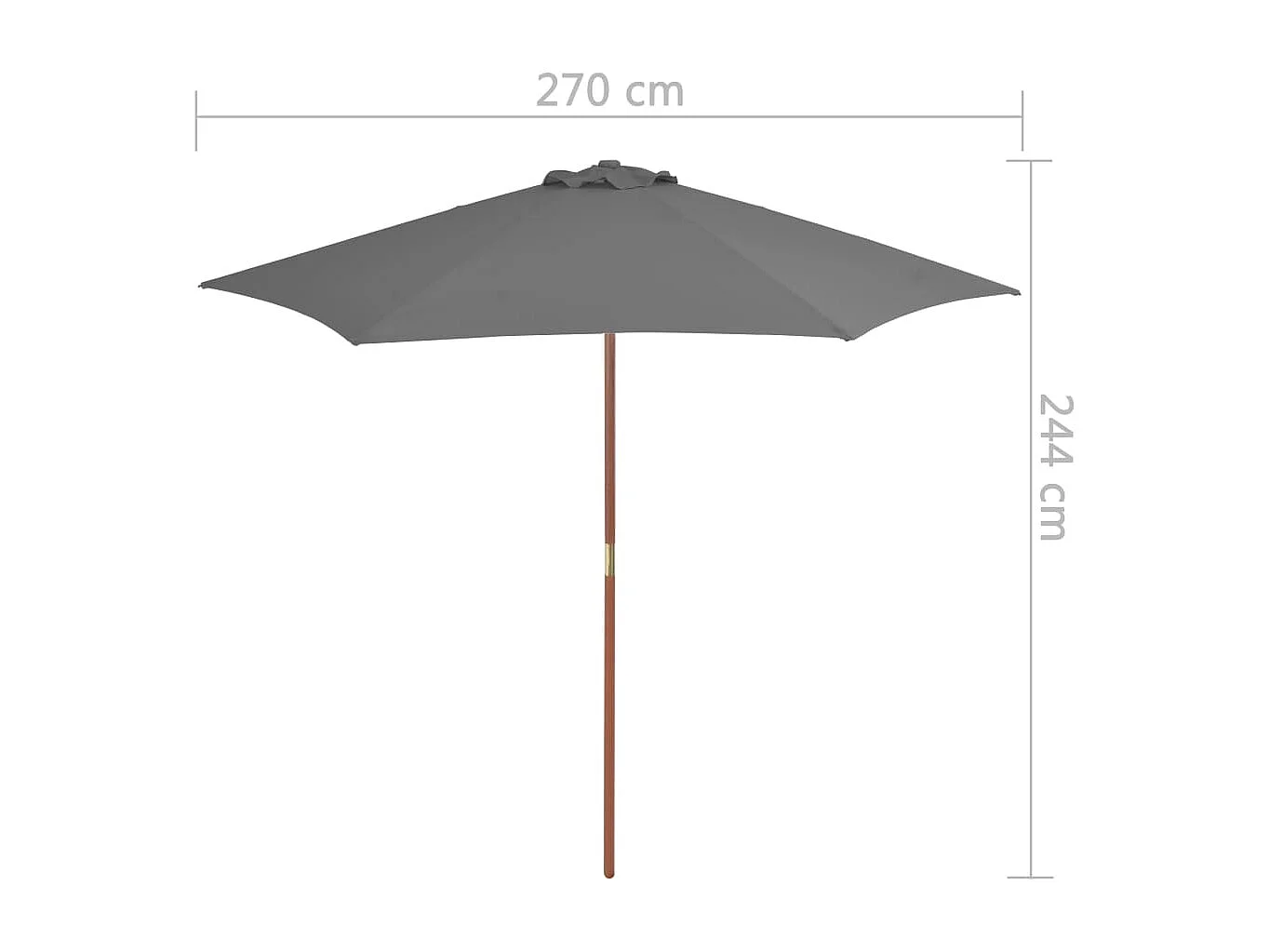 Inglewood  Parasol d'extérieur avec mât en bois 270 cm Anthracite