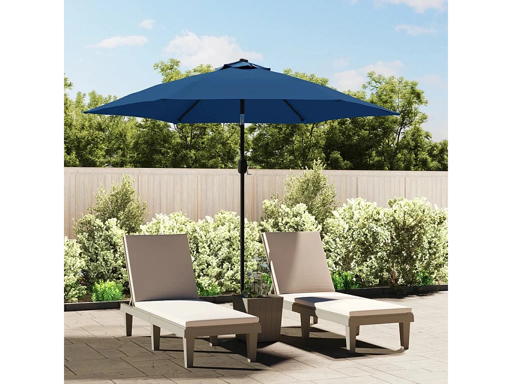 Arabella  Parasol met LED-verlichting en stalen paal 300 cm azuurblauw