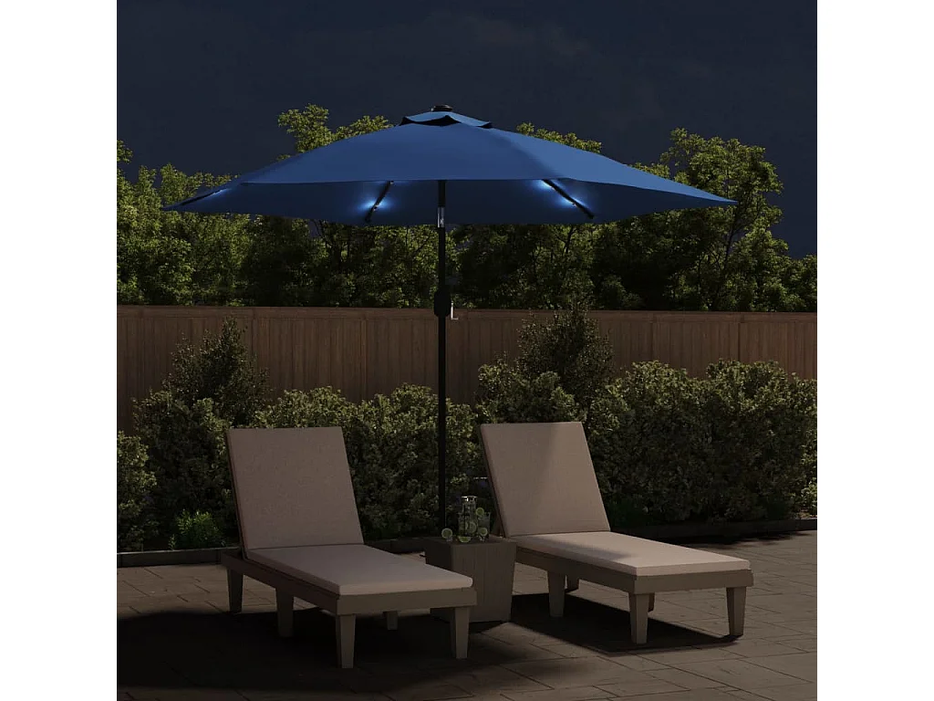 Arabella  Parasol met LED-verlichting en stalen paal 300 cm azuurblauw