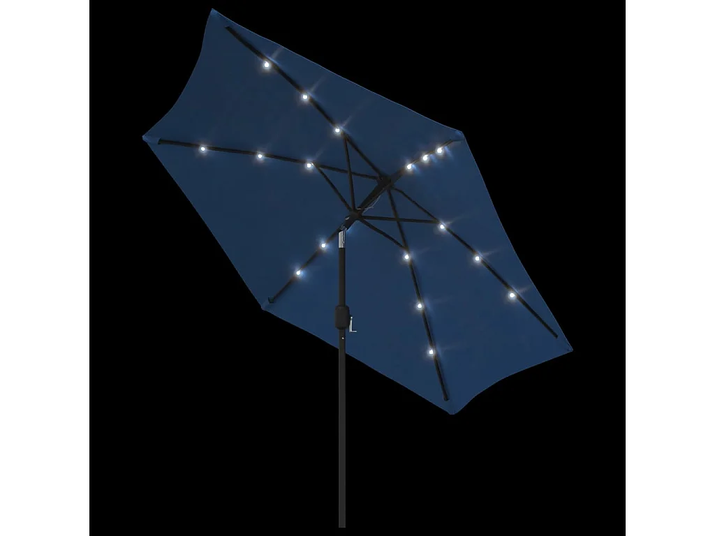 Arabella  Parasol met LED-verlichting en stalen paal 300 cm azuurblauw