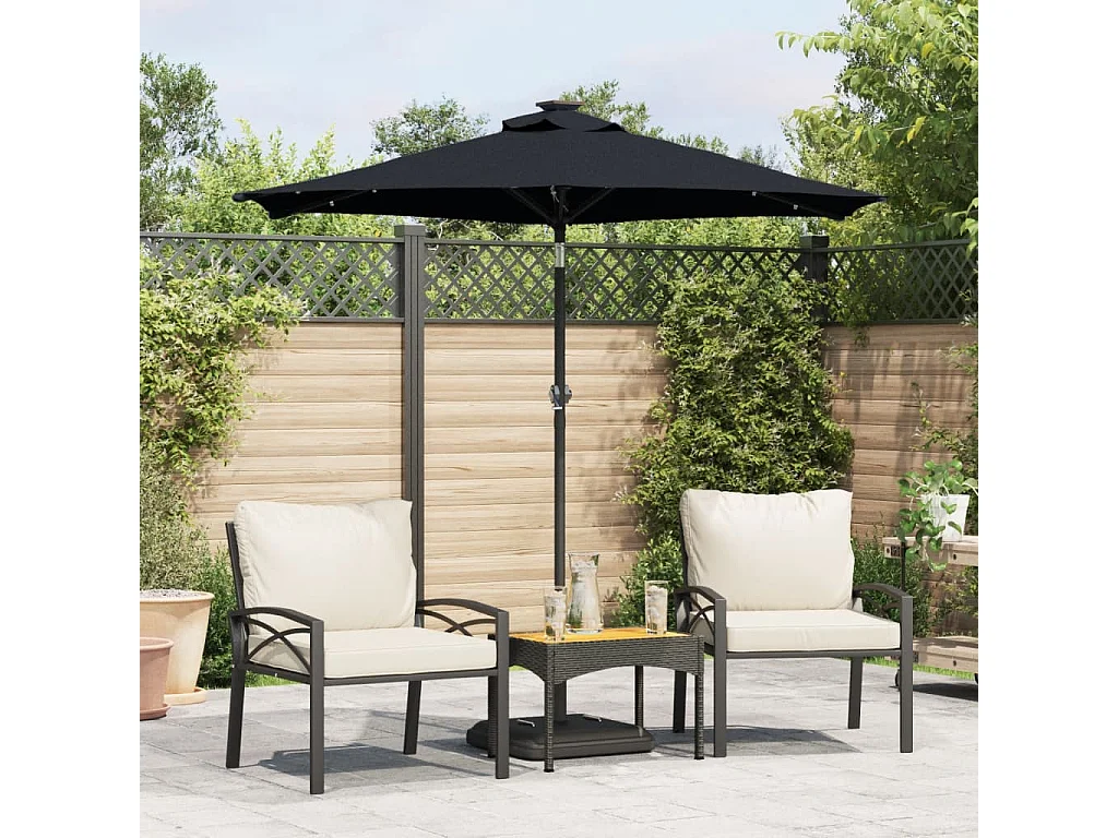 Albemarle  Parasol de jardin avec LED mât en acier noir 225x225x212 cm
