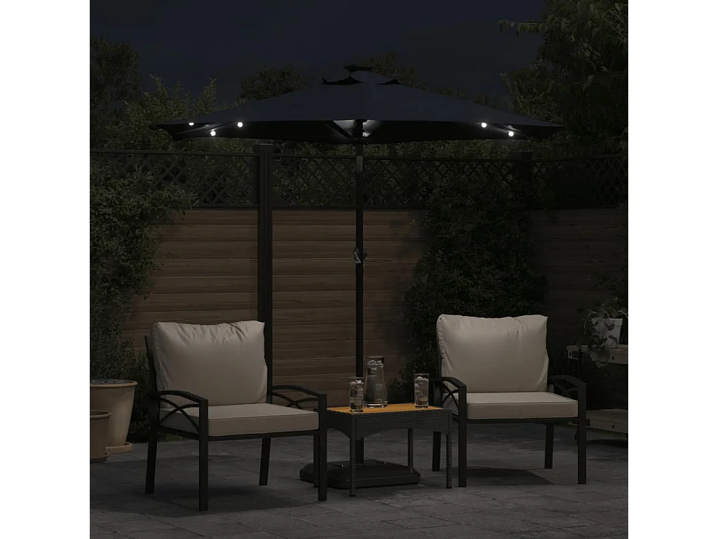 Albemarle  Parasol de jardin avec LED mât en acier noir 225x225x212 cm