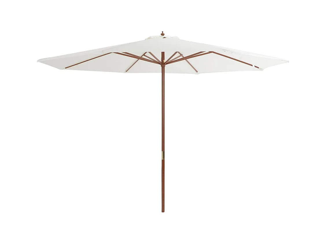 Hollywood  Parasol d'extérieur avec mât en bois 350 cm Blanc sable