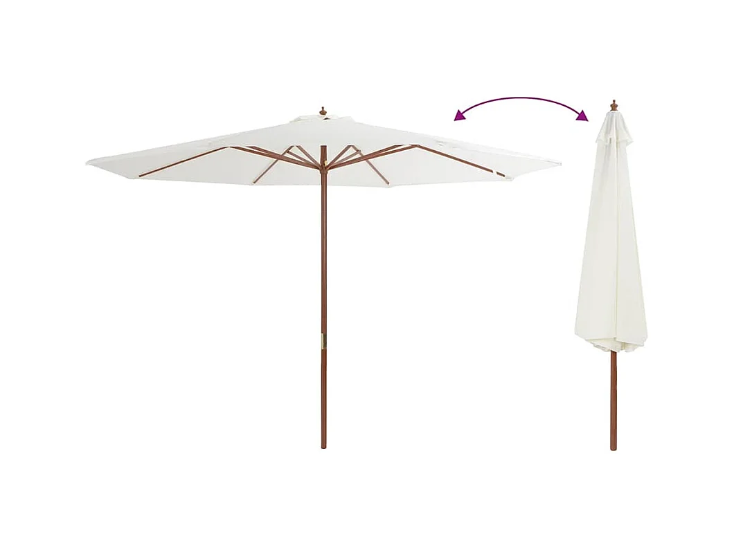 Hollywood  Parasol d'extérieur avec mât en bois 350 cm Blanc sable
