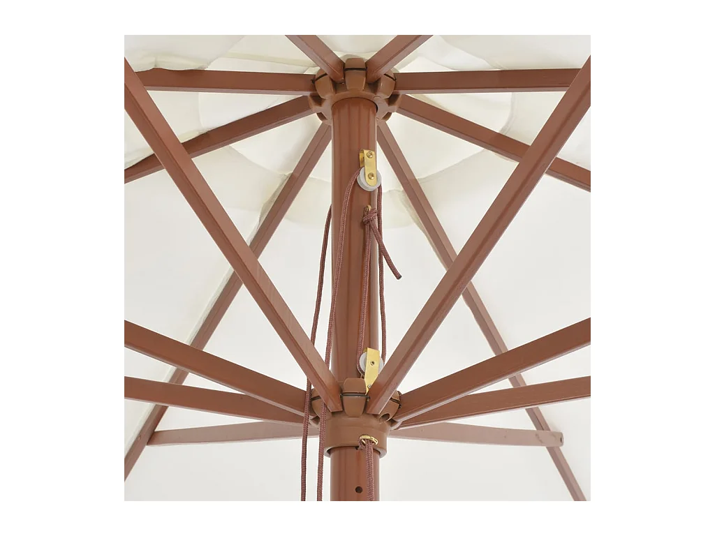 Hollywood  Parasol d'extérieur avec mât en bois 350 cm Blanc sable