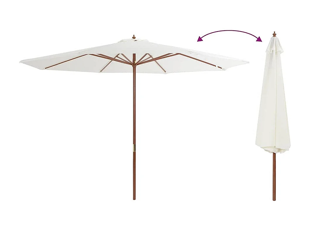 Hollywood  Parasol met houten paal 350 cm zandwit