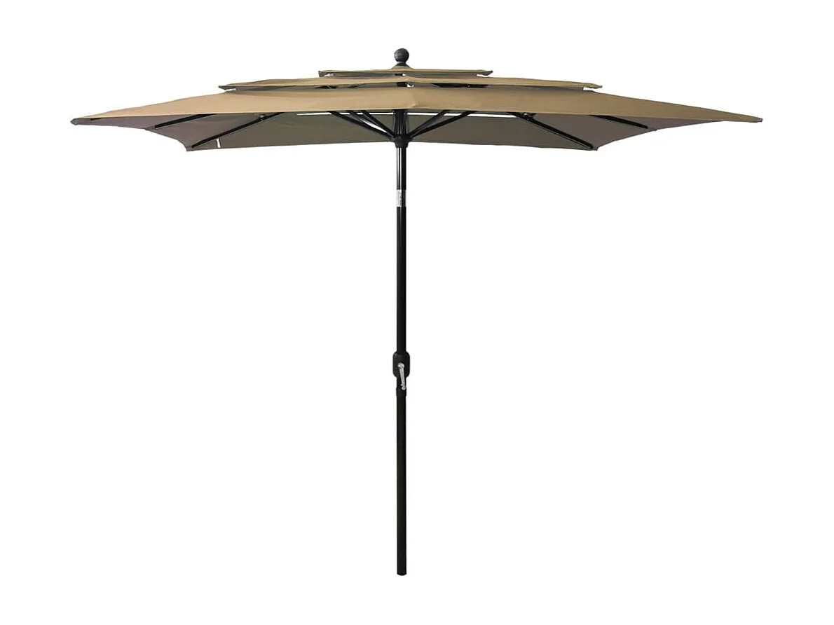 Mart  Parasol de jardin à 3 niveaux avec mât en aluminium taupe