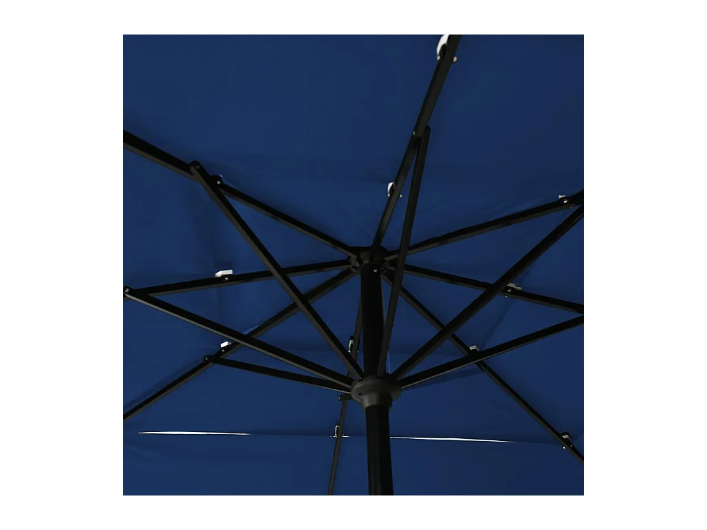 Mart  Parasol de jardin à 3 niveaux avec mât en aluminium bleu azuré