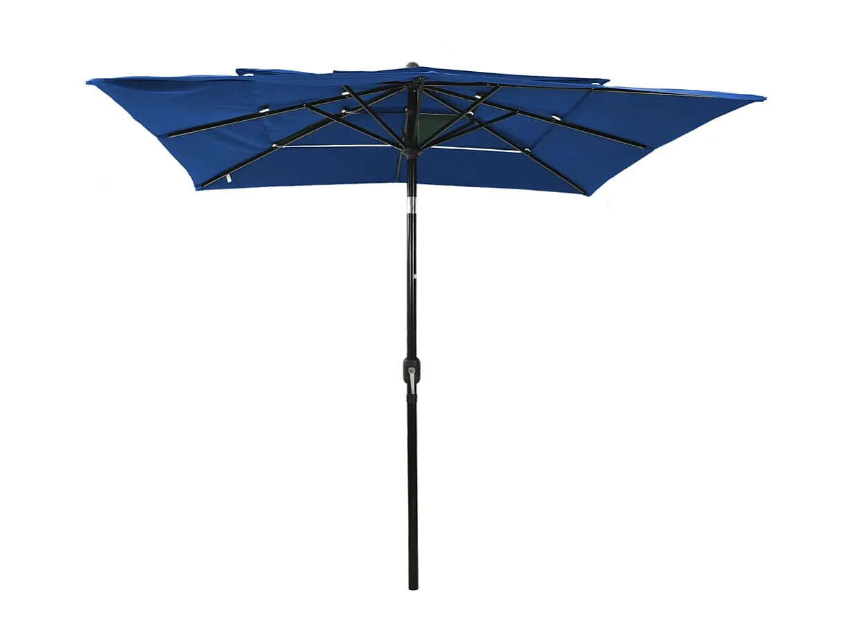 Mart  Parasol de jardin à 3 niveaux avec mât en aluminium bleu azuré