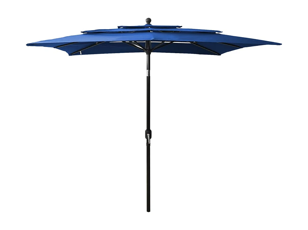 Mart  Parasol de jardin à 3 niveaux avec mât en aluminium bleu azuré
