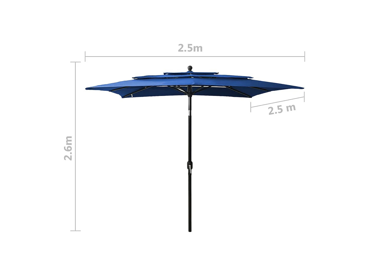 Mart  Parasol de jardin à 3 niveaux avec mât en aluminium bleu azuré