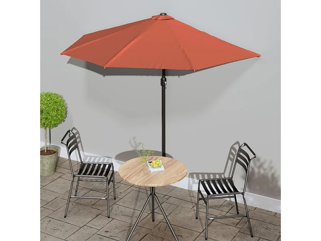 Vilde Kristine  Parasol de balcon et mât en aluminium Terre cuite 270x144x222cm