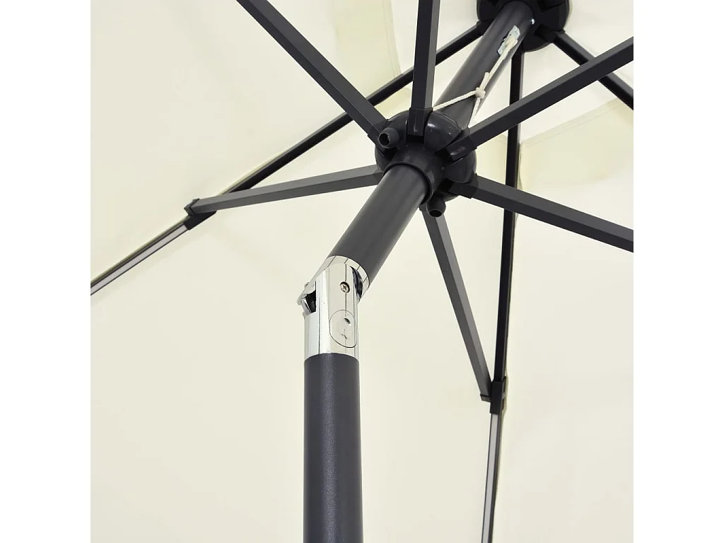 Perind  Parasol de jardin et lumières LED mât en aluminium blanc sable