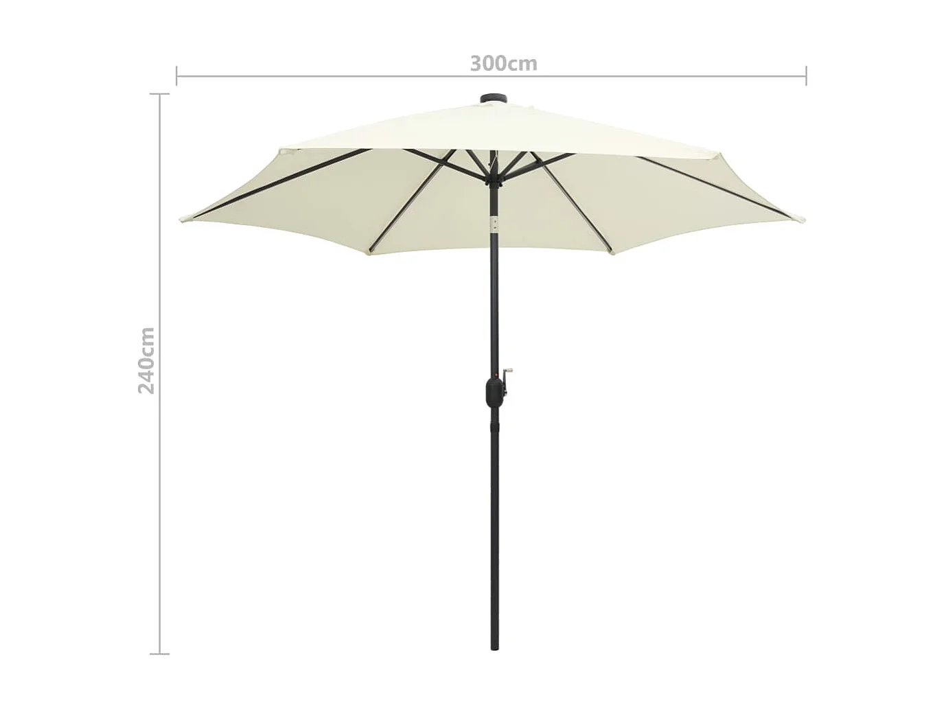 Perind  Parasol de jardin et lumières LED mât en aluminium blanc sable