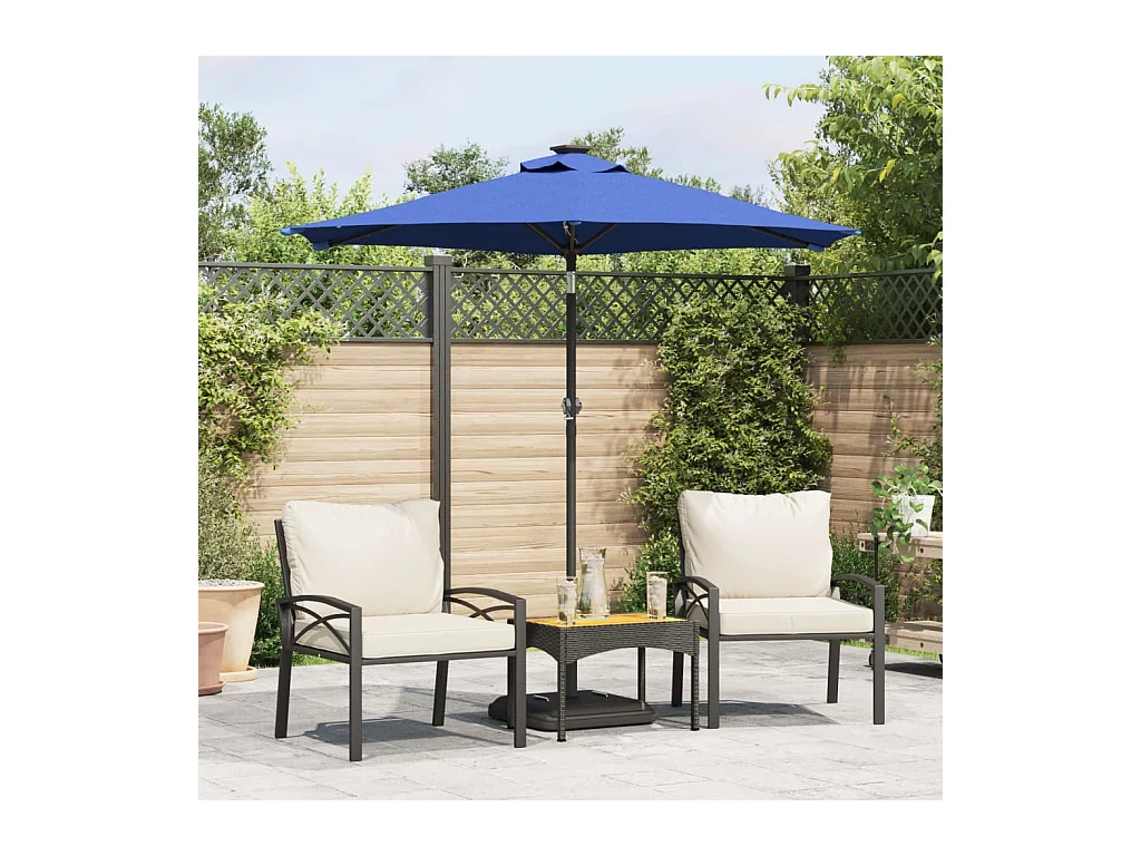 Albemarle  Parasol met LED's en stalen paal 225x225x212 cm azuurblauw